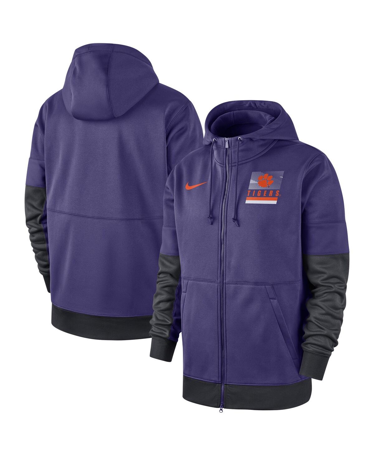 Men's Nike Purple, Anthracite Clemson Tigers Sideline Full-Zip Performance Hoodie