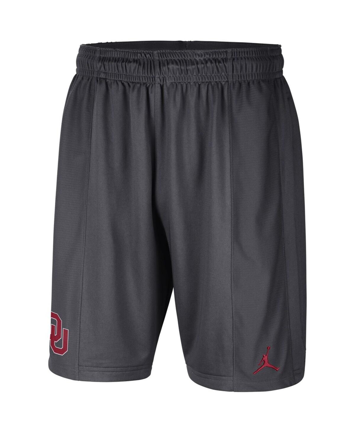 JORDAN MEN'S JORDAN ANTHRACITE OKLAHOMA SOONERS PERFORMANCE KNIT SHORTS 