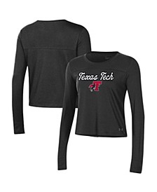 Women's Black Texas Tech Red Raiders Vault Cropped Long Sleeve T-shirt