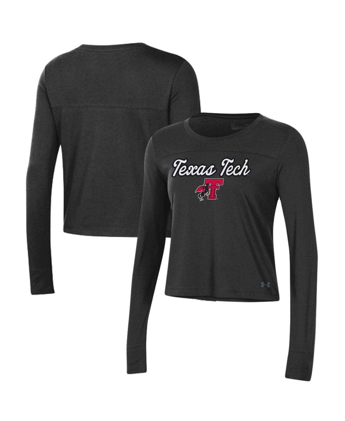 Shop Under Armour Women's  Black Texas Tech Red Raiders Vault Cropped Long Sleeve T-shirt