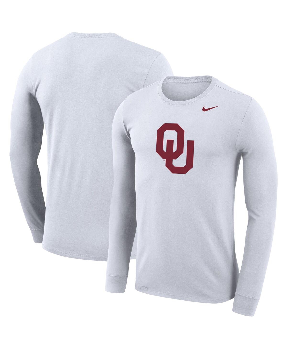 Men's Nike White Oklahoma Sooners School Logo Legend Performance Long Sleeve T-shirt