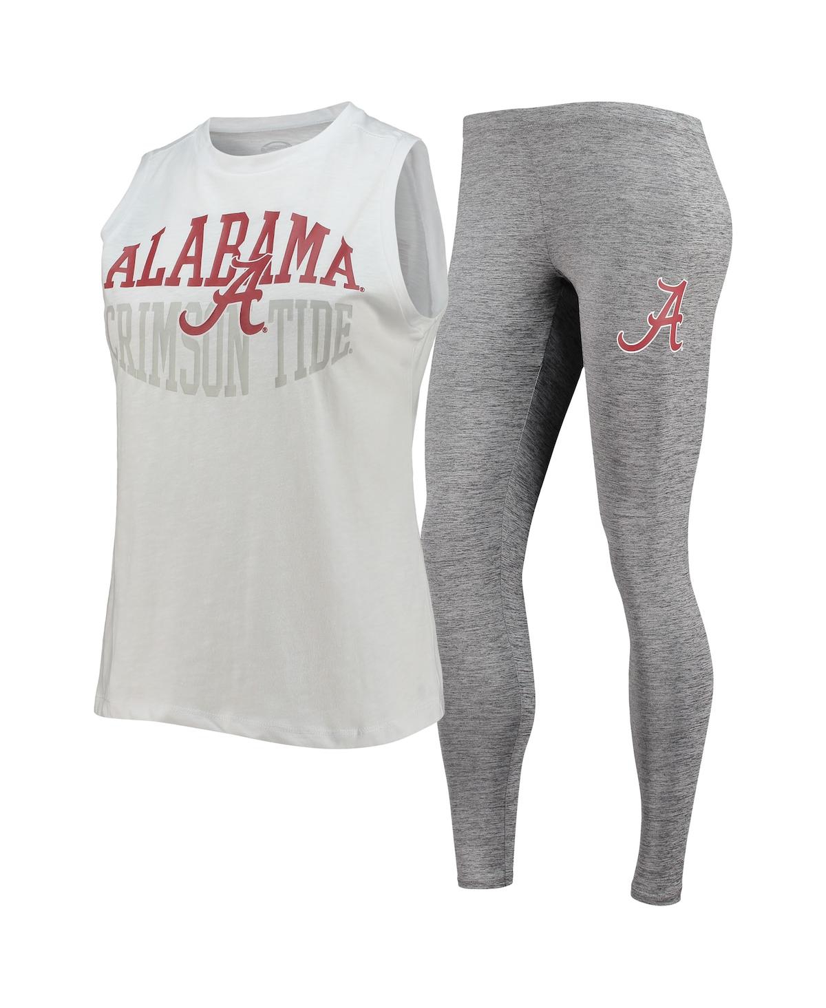 Women's Concepts Sport Charcoal and White Alabama Crimson Tide Tank Top and Leggings Sleep Set - Charcoal, White