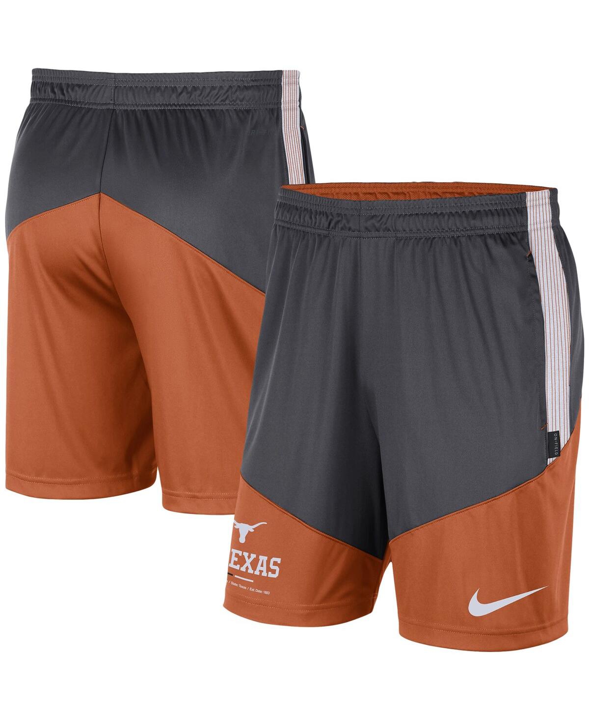 Nike Men's  Gray And Texas Orange Texas Longhorns Team Performance Knit Shorts In Gray,texas Orange