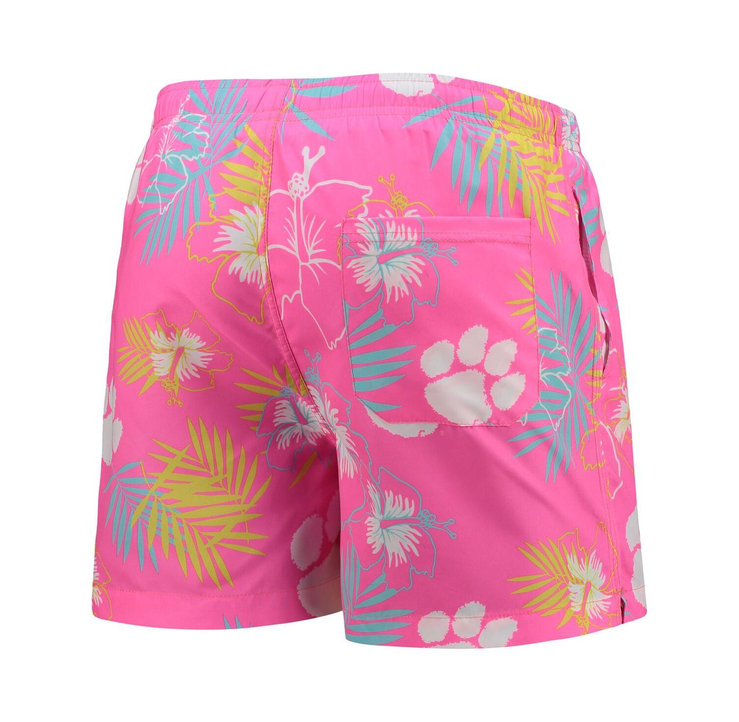 Men's Pink Clemson Tigers Neon Floral Swim Trunks