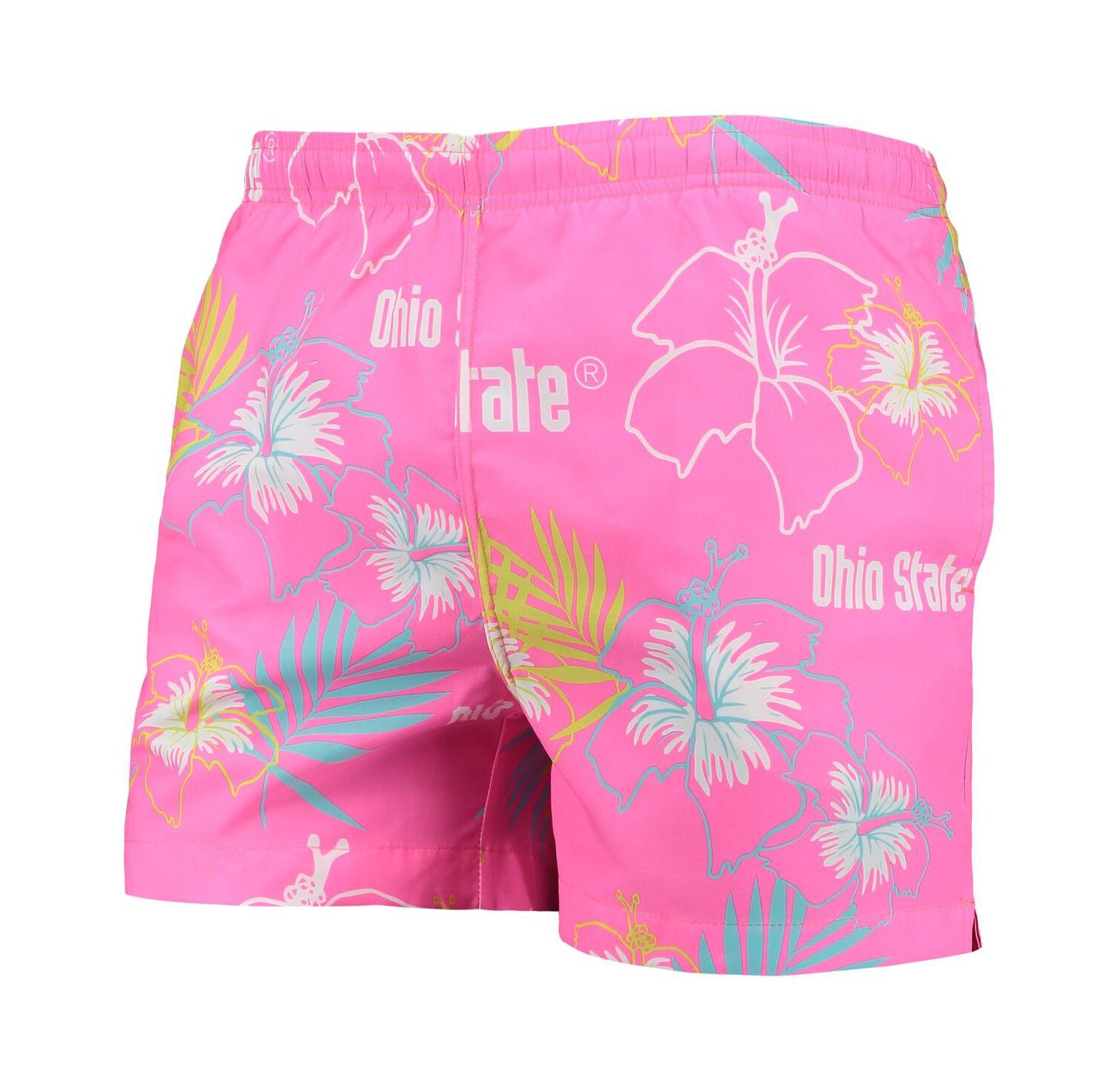 Men's Pink Ohio State Buckeyes Neon Floral Swim Trunks