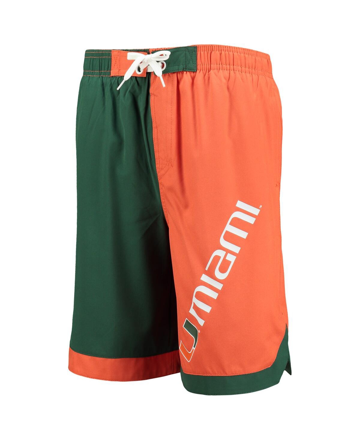 Shop Outerstuff Big Boys Green And Orange Miami Hurricanes Conch Bay Swim Shorts In Green,orange