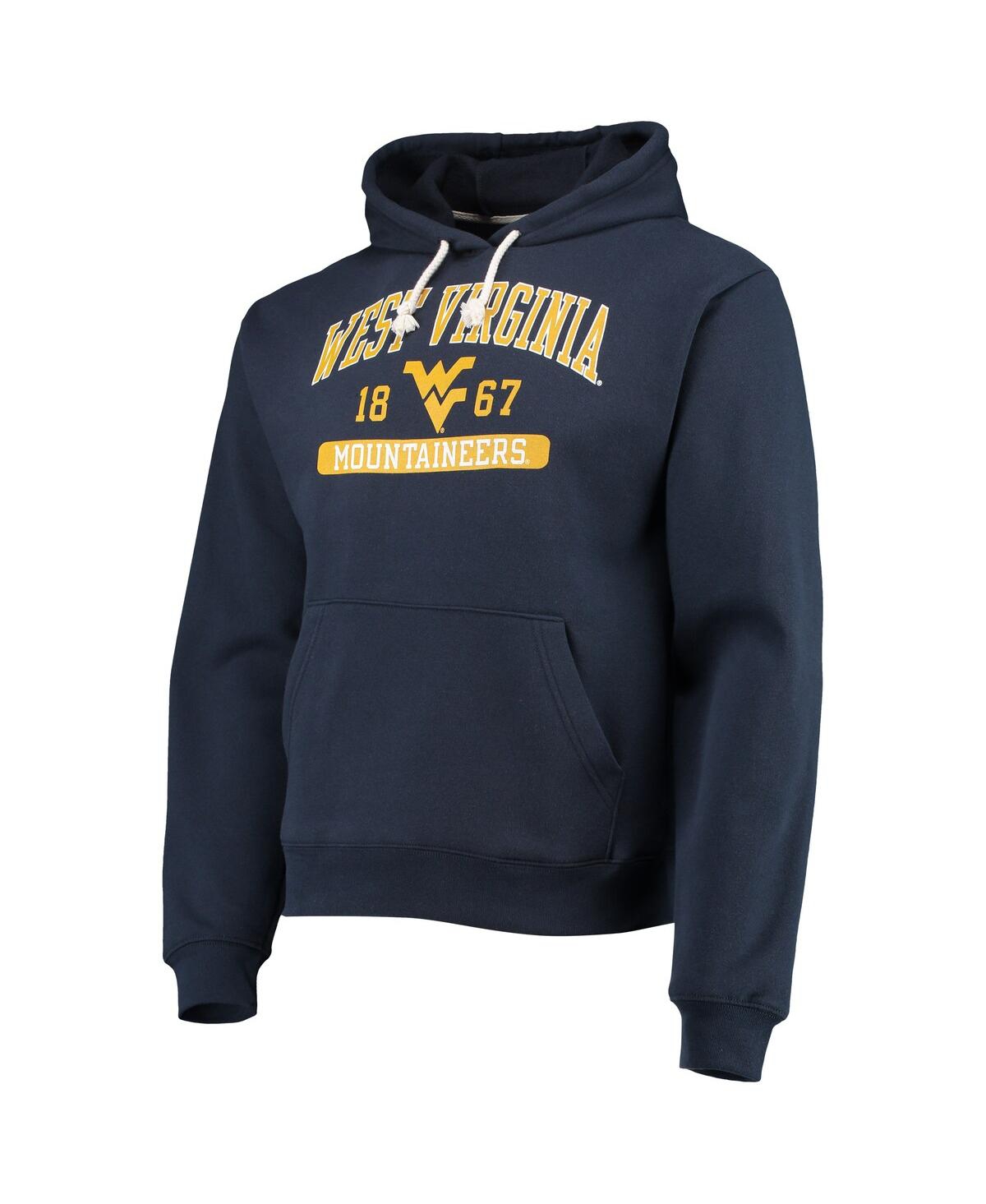 Shop League Collegiate Wear Men's  Navy West Virginia Mountaineers Volume Up Essential Fleece Pullover Hoo