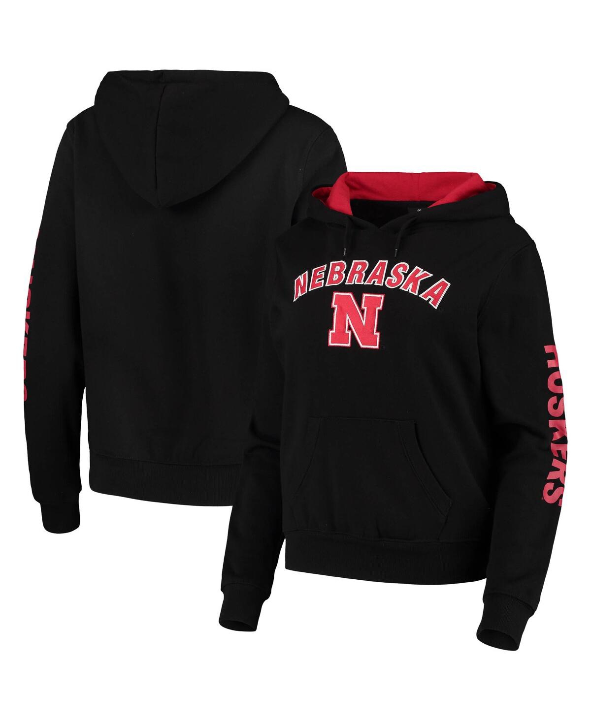 Women's Colosseum Black Nebraska Huskers Loud and Proud Pullover Hoodie - Black