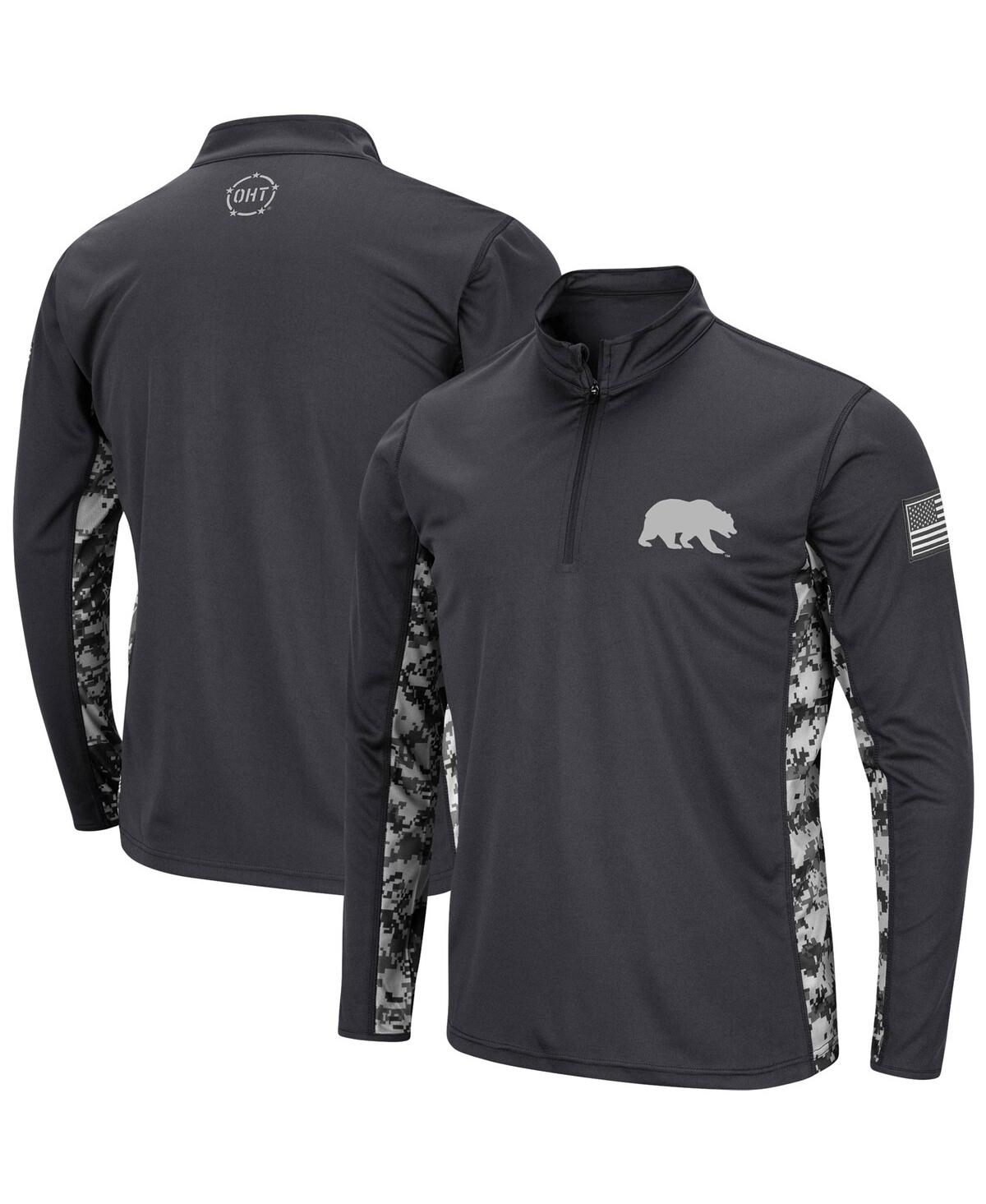 Colosseum Men's  Charcoal Cal Bears Oht Military-inspired Appreciation Digi Camo Quarter-zip Jacket In Charcoal