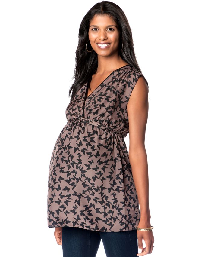 Motherhood Maternity Faux-Wrap Blouse - Macy's  Faux wrap blouse, Motherhood  maternity, Maternity tops