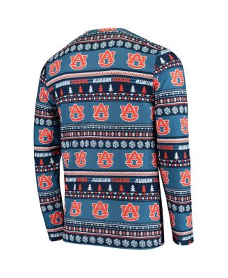 Men's Navy Auburn Tigers Ugly Sweater Knit Long Sleeve Top and Pant Set
