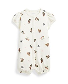 Baby Girls Polo Bear Bubble Shortall Rompers