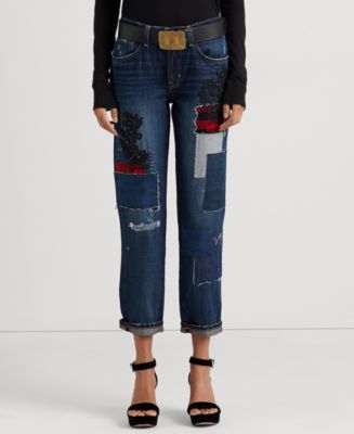 Lauren Ralph Lauren Petite Patchwork Mid-Rise Jeans - Macy's