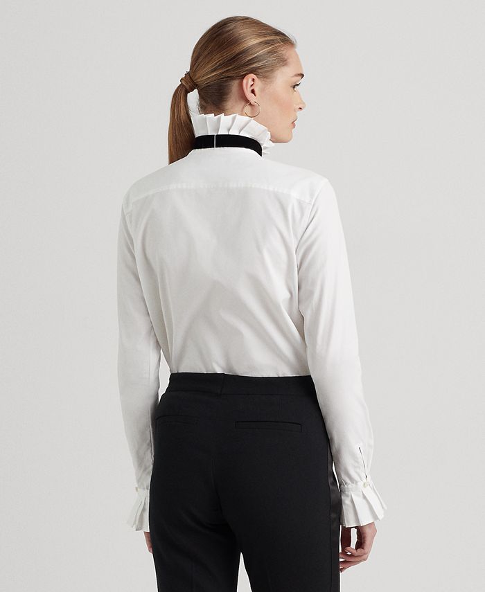 cotton tie neck shirt ralph lauren