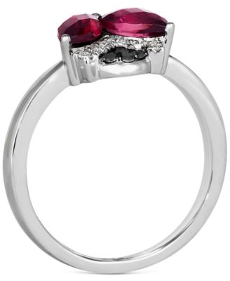Raspberry Rhodolite (1-1/6 ct. t.w.) & Diamond (1/10 ct. t.w.) Ladybug Ring in 14k White Gold