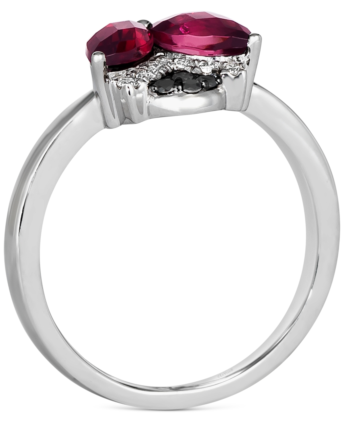 Le Vian Raspberry(1-1/6 ct. t.w.) & Diamond (1/10 ct. t.w.) Ladybug Ring in 14k White Gold - Rhodolite