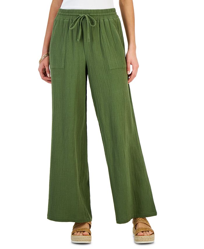 Style & Co Women's Pull-On Crinkled Wide-Leg Pants, Created for Macy's ...