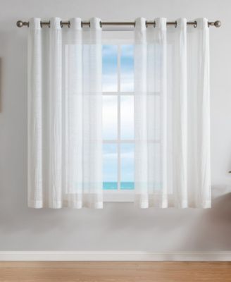 Nautica Cordelia Crushed Sheer Grommet Window Curtain Wide Panel Pair Collection In Gray