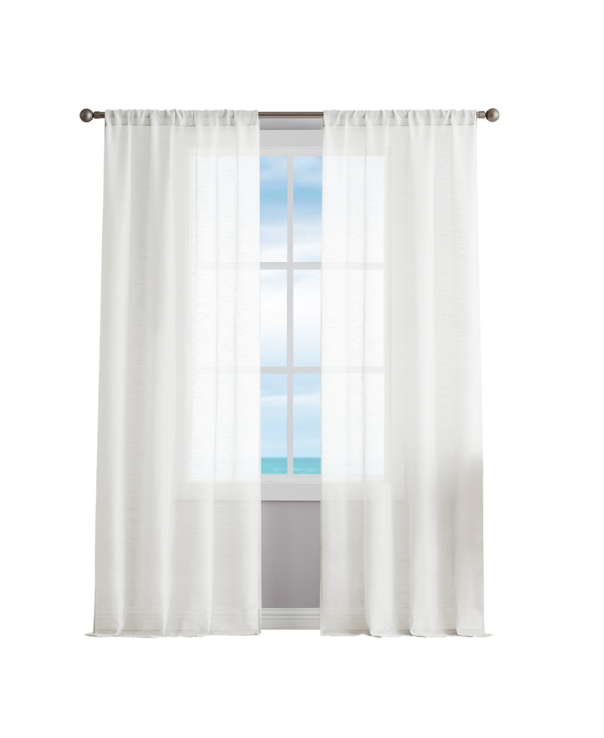 Nautica Erasmus Sheer Rod Pocket Window Curtain Panel Pair, 38" X 84" In White