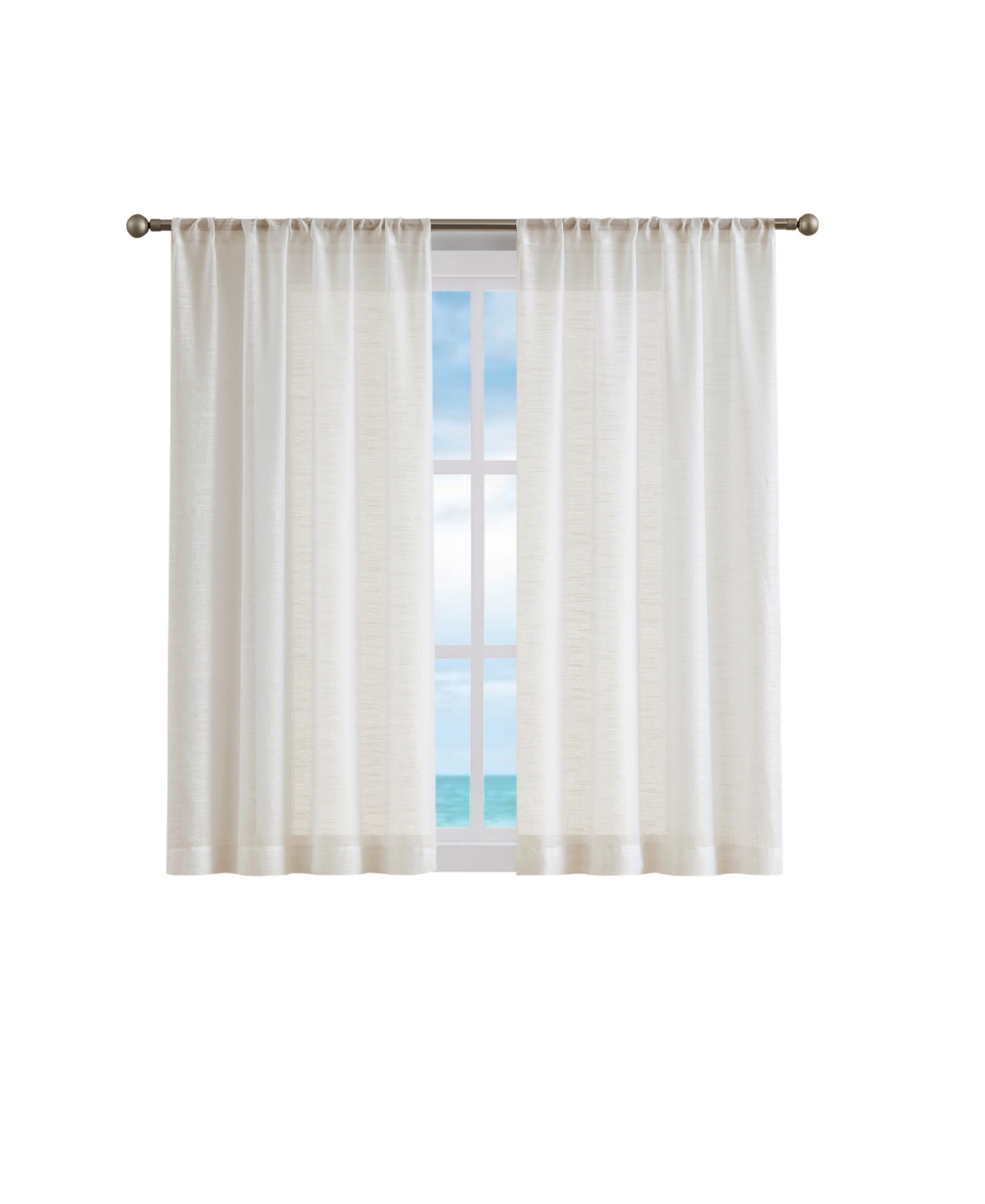 Nautica Erasmus Sheer Rod Pocket Window Curtain Panel Pair, 38" X 63" In Taupe