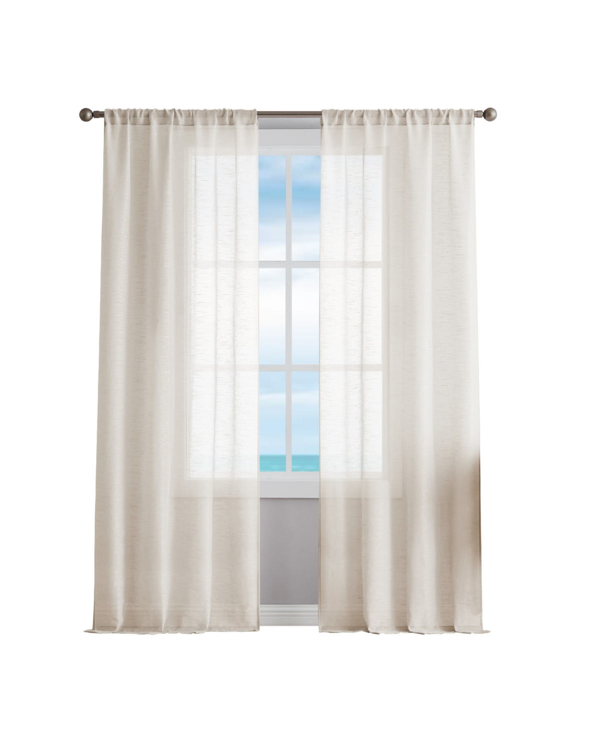 Nautica Erasmus Sheer Rod Pocket Window Curtain Panel Pair, 38" X 84" In Taupe