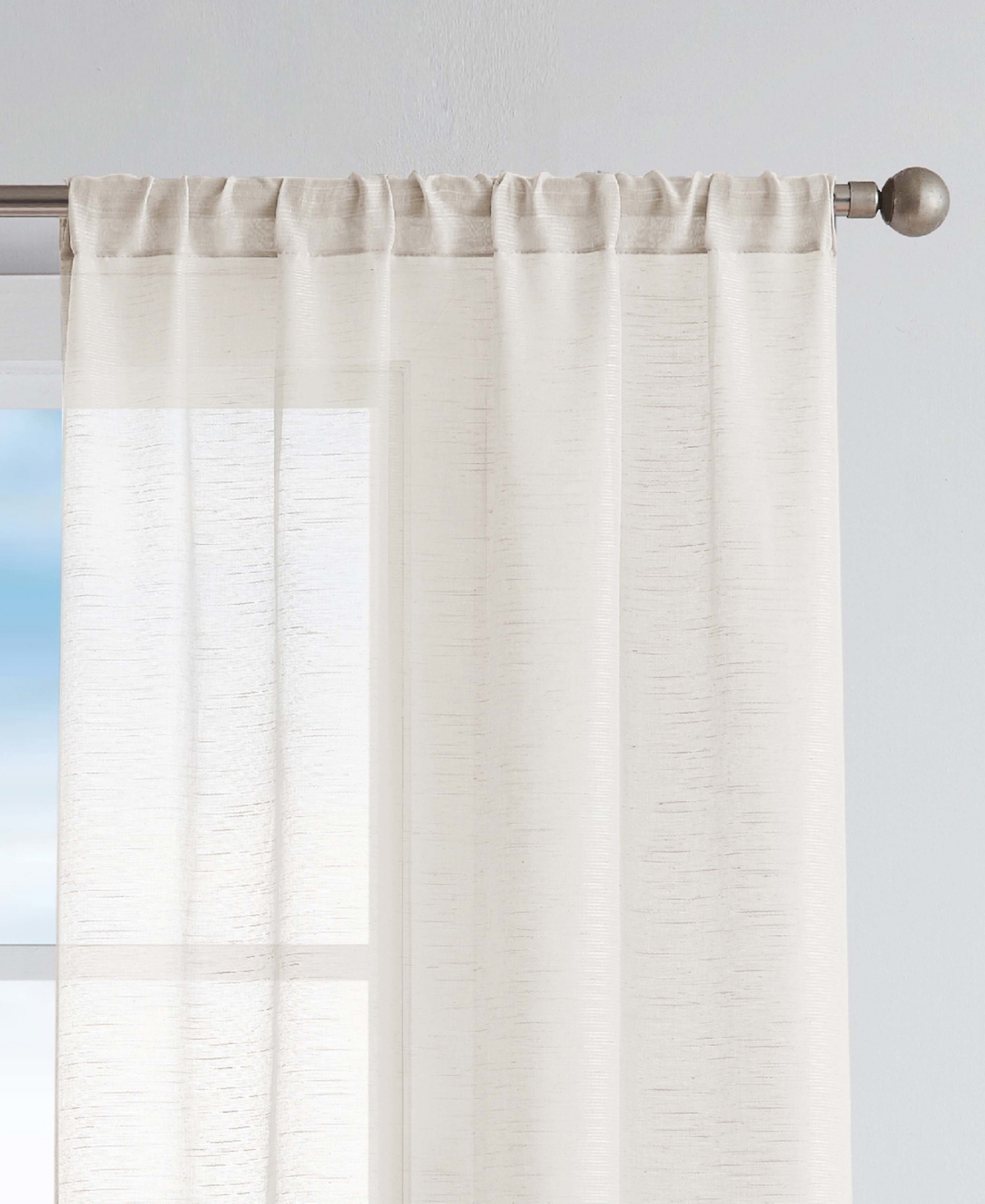 Nautica Erasmus Sheer Rod Pocket Window Curtain Panel Pair, 38