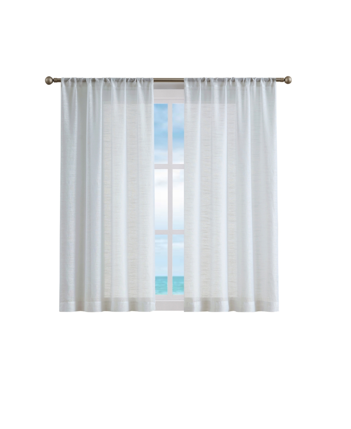 Nautica Erasmus Sheer Rod Pocket Window Curtain Panel Pair, 38" X 63" In Gray