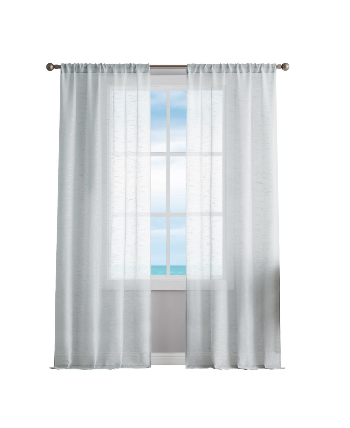 Nautica Erasmus Sheer Rod Pocket Window Curtain Panel Pair, 38" X 84" In Gray