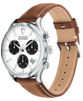 Men's Heritage Cognac Brown Genuine Leather Strap Watch 43mm