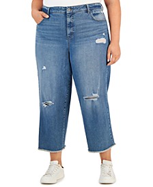 Plus Size High Rise Wide-Leg Cropped Jeans, Created for Macy's
