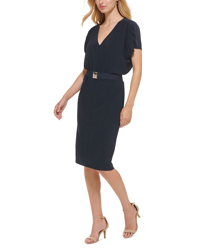 Tommy Hilfiger Women's Tonal-Stripe Sheath Dress Black Size 12 main image 1