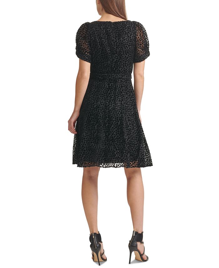 DKNY Velvet-Dot Faux-Wrap Dress & Reviews - Dresses - Women - Macy's