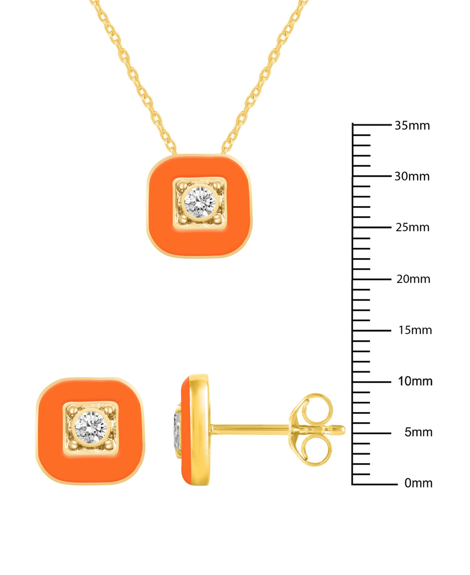 Crystal Enamel Necklace and Earring Set, 2-Piece