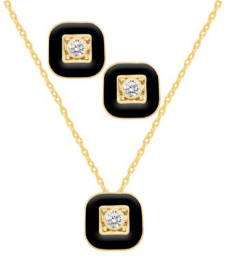 Crystal Enamel Necklace and Earring Set, 2-Piece