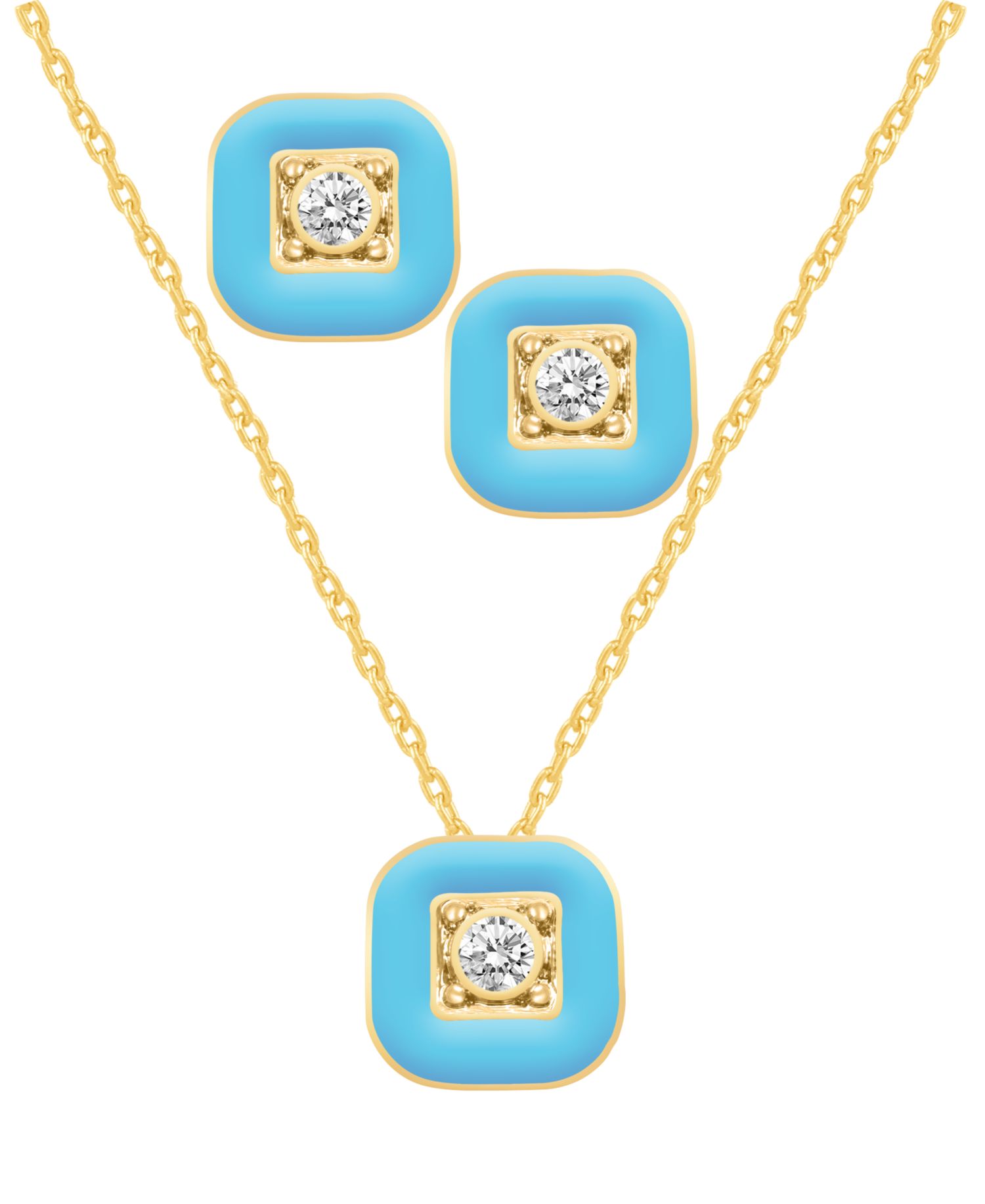 Crystal Enamel Necklace and Earring Set, 2-Piece