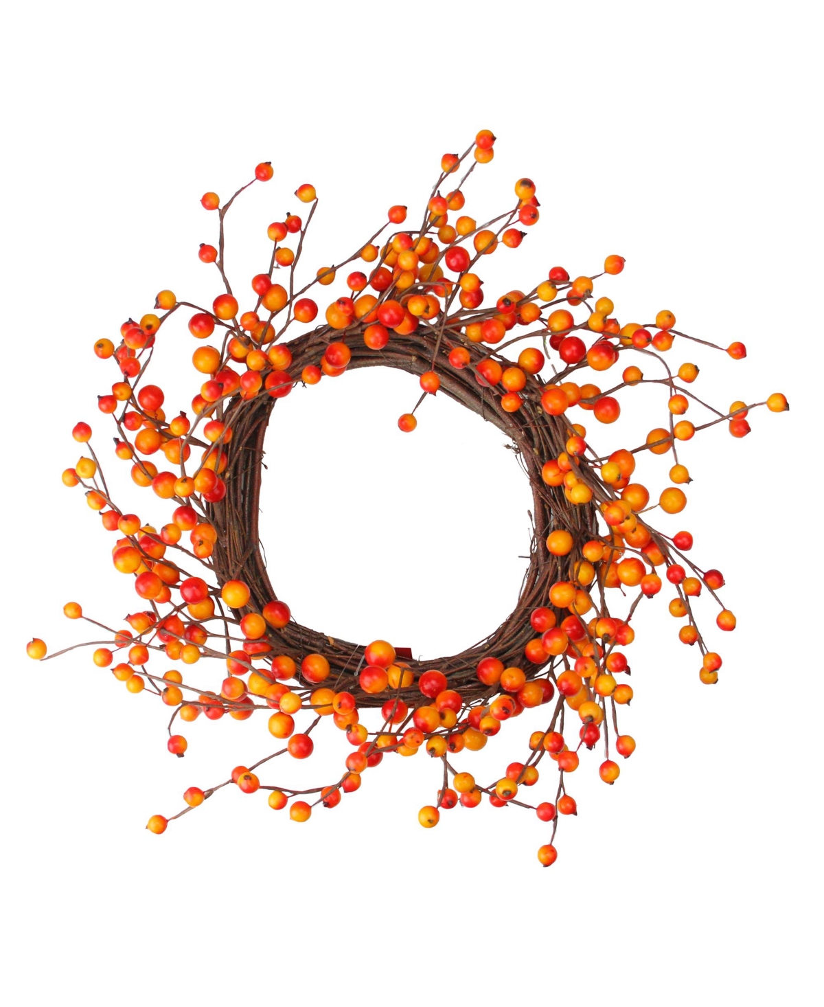 Berry and Twig Artificial Thanksgiving Wreath Unlit, - Orange