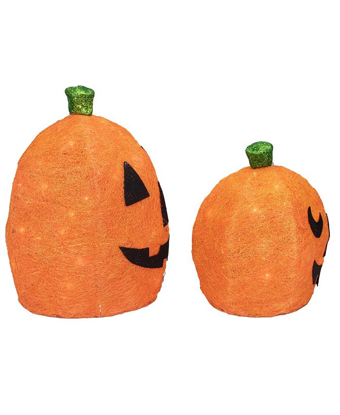 Northlight Lighted Sisal Pumpkins 2 Piece Outdoor Halloween Decorations Set Macy's