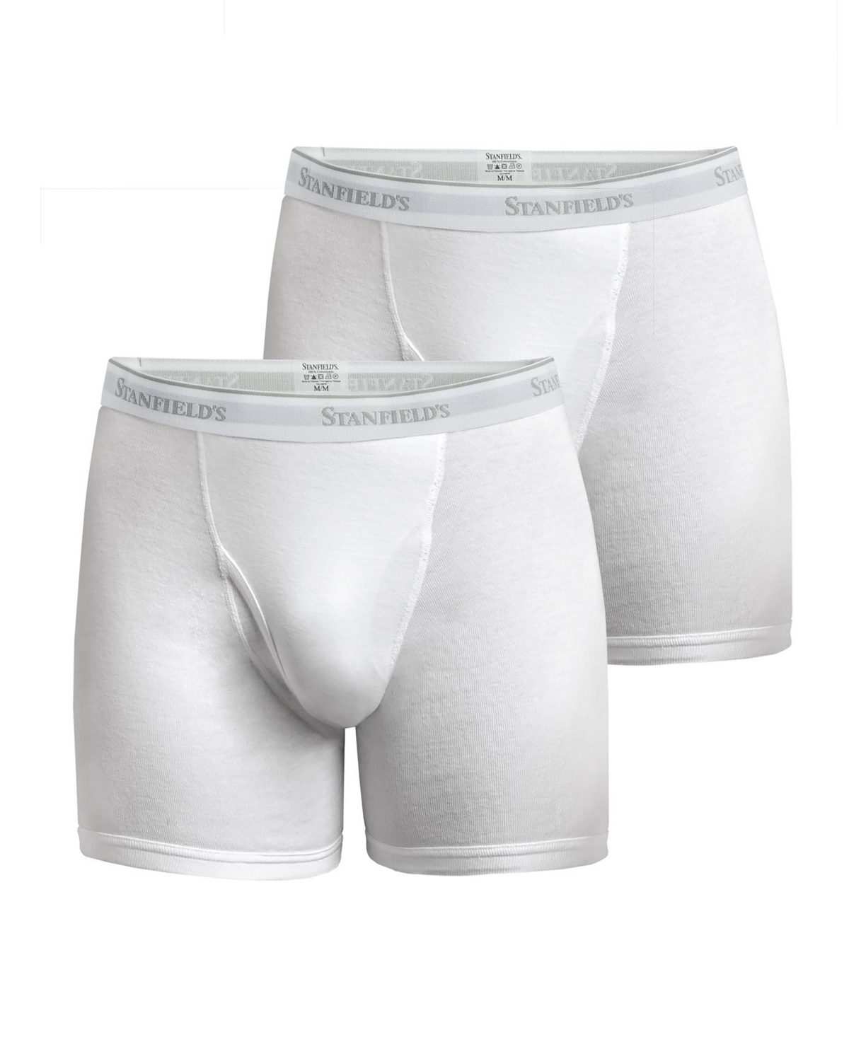 Stanfield's Premium Cotton Men's 2 Pack Boxer Brief Underwear In White