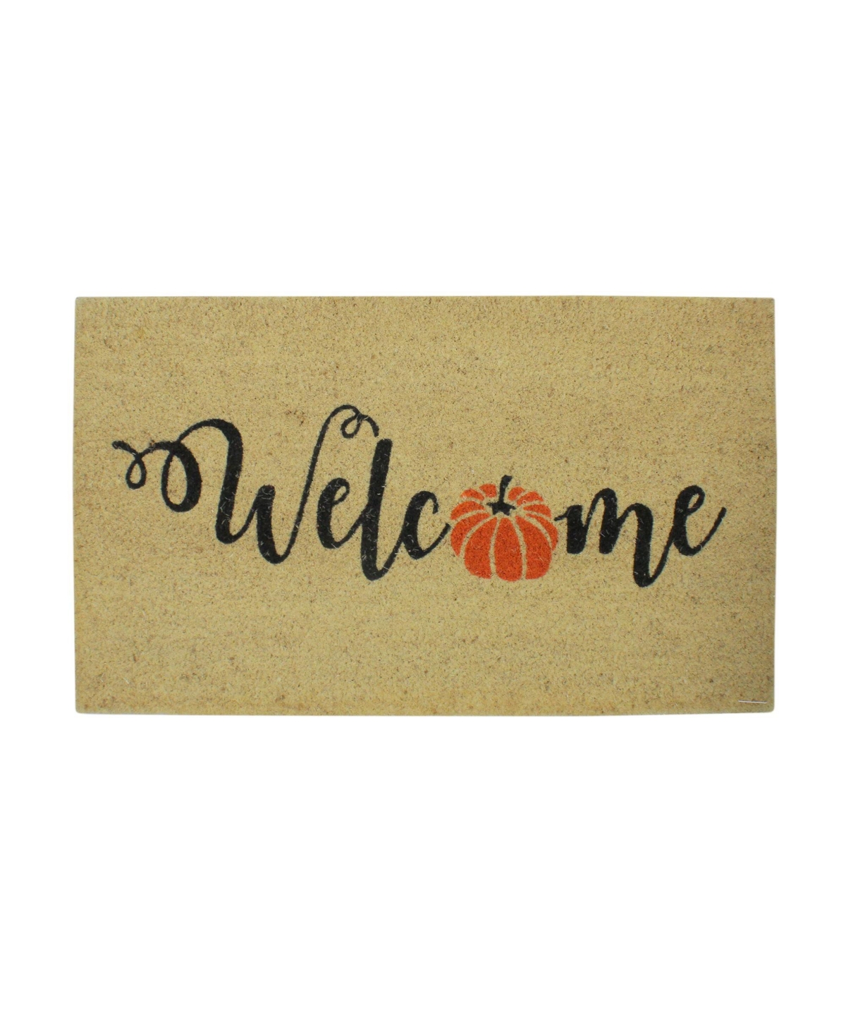 Pumpkin "Welcome" Fall Harvest Outdoor Doormat, 18" x 30" - Open Beige