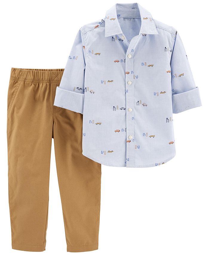 Carter s Toddler Boys Button Front Shirt and Khaki Pants 2 Piece