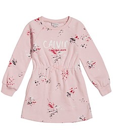 Toddler Girls One Piece Splattered Ink Print Fleece Cinch-Waist Dress