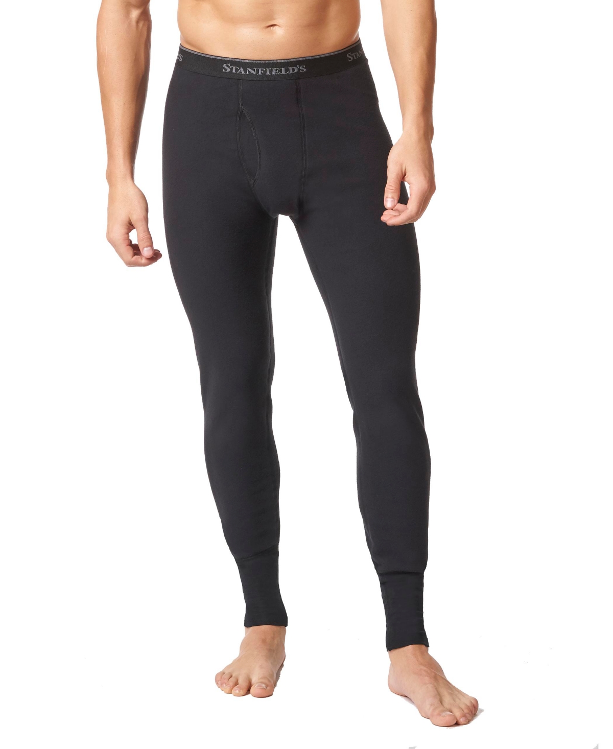 Men's Micro Fleece Thermal Long Johns Underwear - Black