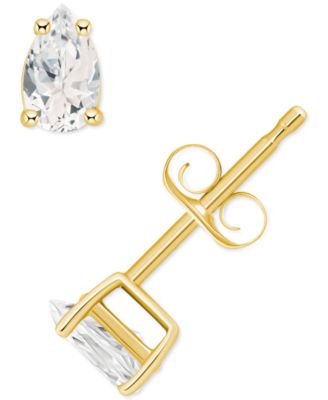 Macy's - White Topaz Pear Stud Earrings (1/2 ct. t.w.) in 14k Gold