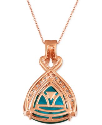 Deep Sea Blue Topaz (10 ct. t.w.) & Nude Diamond (7/8 ct. t.w.) Adjustable 20" Pendant Necklace in 14k Rose Gold