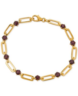 Macy's - Amethyst Paperclip Link Bracelet (2-7/8 ct. t.w.) in 14k Gold-Plated Sterling Silver (Also in Citrine, Sky Blue Topaz, Peridot, & Garnet)