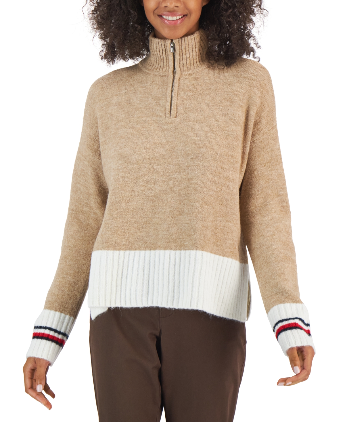 Tommy Hilfiger Women's Colorblocked Half-Zip Sweater