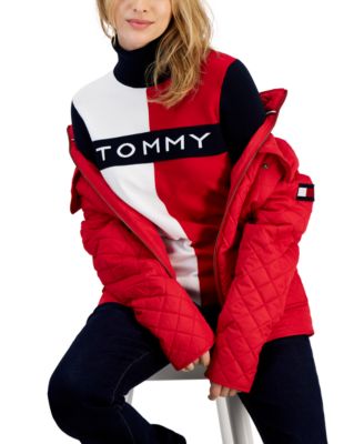 Tommy Hilfiger Women's Colorblock Turtleneck Sky Captain Multi - S
