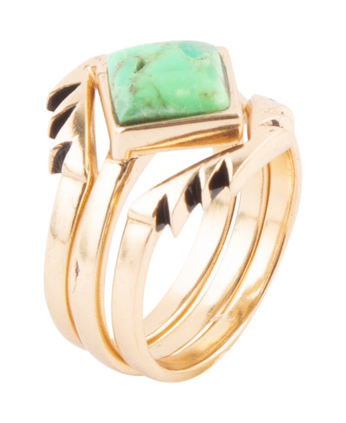 Barse Mission Bronze and Genuine Lime Turquoise Stack Ring
