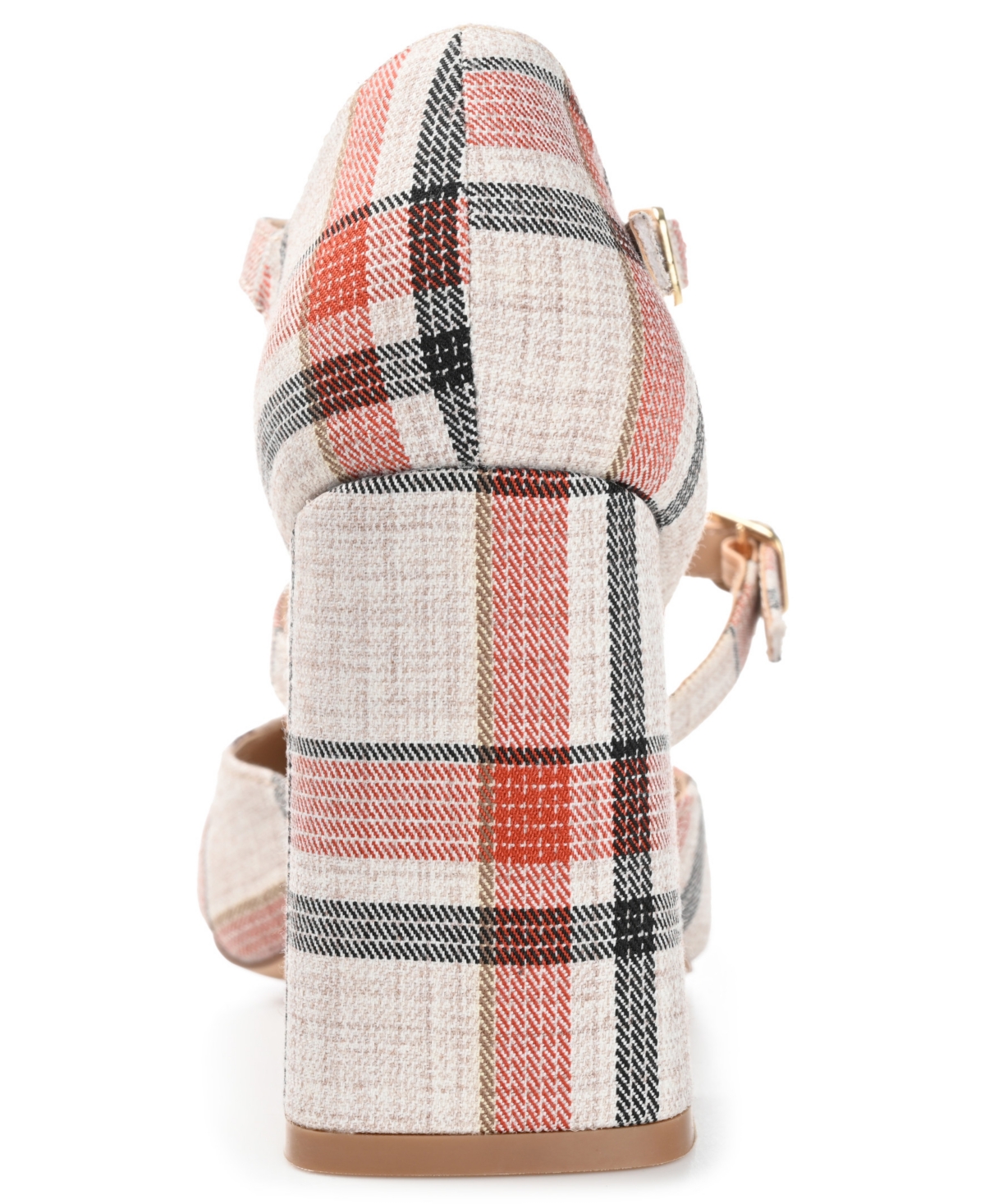 Journee Collection Womens Isadorah Mary Jane Mid Block Heel Square Toe Pumps In Red Plaid