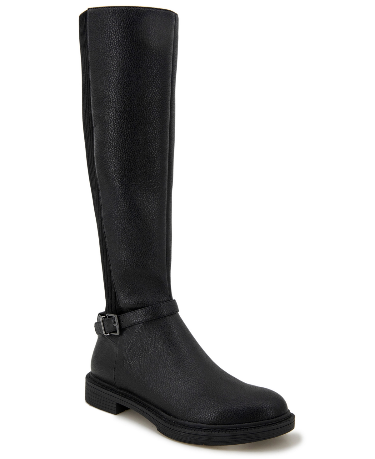 Kenneth Cole Reaction Wind Riding Boot Womens Faux Leather Knee-high Riding Boots In Black